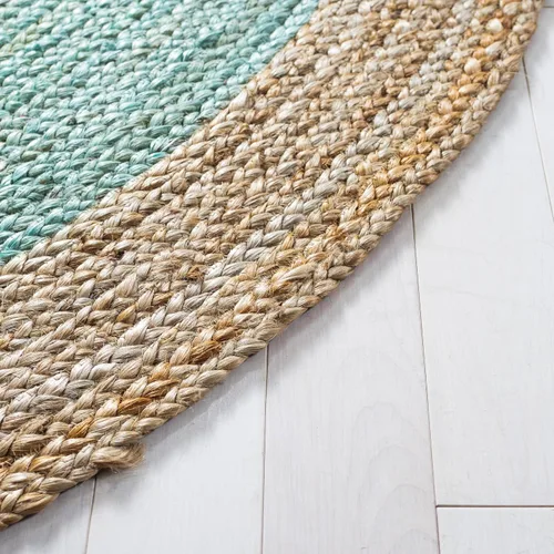 Miniatura 3 de SAFAVIEH Natural Fiber Collection - Alfombra ovalada, 2 pies 6 pulgadas x 4 pies, ovalada, azul aguamarina y marrón natural, yute hecho a mano