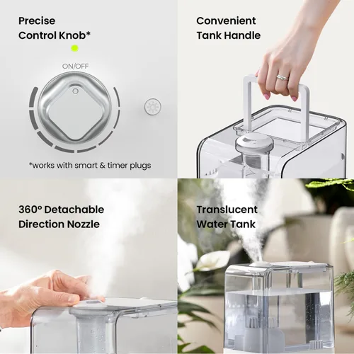Miniatura 7 de Humidificadores para dormitorio, habitación grande, humidificador de niebla fría de 6.5 L, tiempo de funcionamiento de 45 horas, humidificador