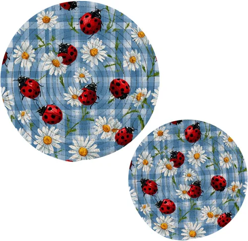 Miniatura 30 de Salvamanteles para platos calientes, ollas y sartenes, 2 soportes para ollas, resistentes al calor, de algodón, redondos, para encimera de cocina