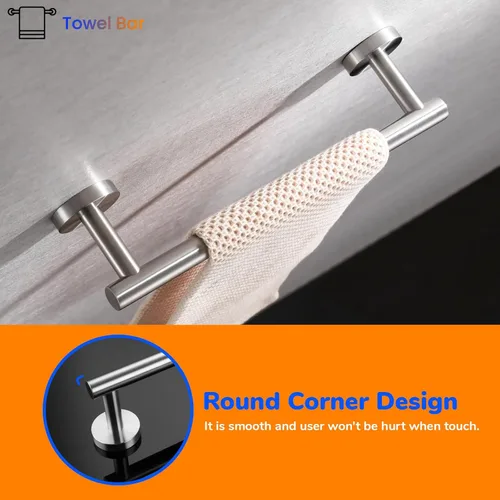 Miniatura 6 de Miyili Toallero de baño de acero inoxidable de 12 pulgadas para baño, soporte de toalla de cocina, montaje en pared, acabado cepillado, A01N30A