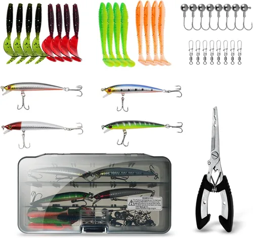 Miniatura 6 de Paquete de 2 carretes de caña de pescar telescópica de 6.9 ft/6.89 pies con bolsa de transporte, señuelos, alicates para pesca de agua dulce en agua