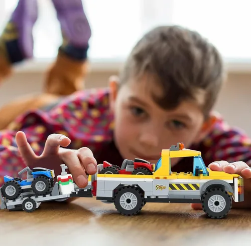 Miniatura 3 de City Race Buggy Transporter - Juego de construcción de 324 piezas 3 en 1 para camiones de servicio urbano, vehículos STEM, juguetes de construcción