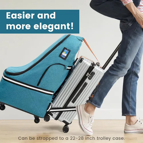 Miniatura 2 de RUCYEN Bolsa de viaje con ruedas para asiento de automóvil, mochila de viaje acolchada para asiento de automóvil para avión, bolsa de viaje grande