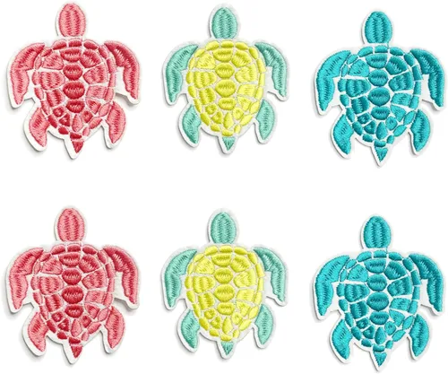 6 parches bordados para planchar, parches para planchar con tortugas marinas, parches bordados, parches bordados, paquete de decoraciones para ropa,