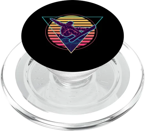 Miniatura 7 de Retro Futuristic Snowboarder Synthwave Snowboarding PopSockets Adhesive PopGrip
