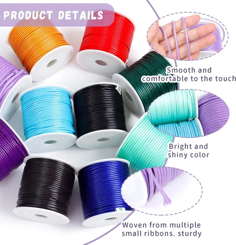 Miniatura 3 de CAMAL Cuerda de cera de 0.069 pulgadas para hacer pulseras, hilo encerado de 23 yardas para joyería y pulsera, cordón encerado para manualidades