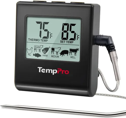 ThermoPro TP16 Termómetro Digital LCD Grande para Carne para Cocinar, Ahumar, Asar a la Parrilla, Indicador de Temperatura de Alimentos BBQ con