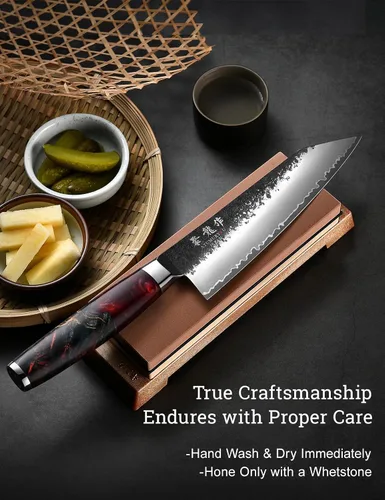 Miniatura 7 de Cuchillo de chef japonés con acero VG10, cuchillo Kiritsuke forjado a mano de 7 pulgadas, cuchillos de cocina afilados con 3 capas de acero