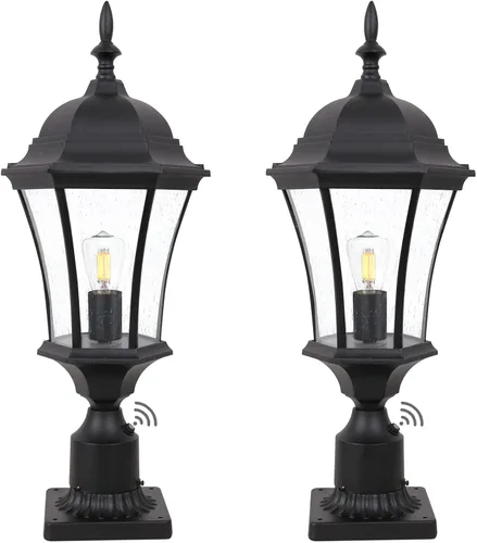 Miniatura 10 de Poste de luz exterior de aluminio de 24 pulgadas del anochecer al amanecer, lámpara exterior de garaje grande, lámpara de poste para casa, luces