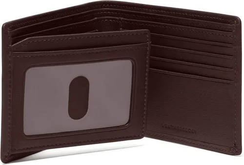 Miniatura 5 de Leatherology Cartera plegable marrón para hombre con solapa para tarjeta de identificación, RFID disponible