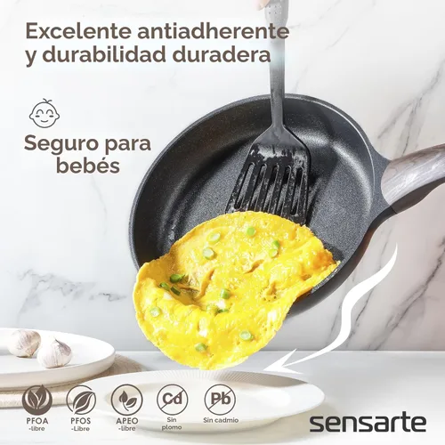 Miniatura 2 de SENSARTE - Juego de ollas y sartenes antiadherentes, juego de utensilios de cocina de inducción saludables y no tóxicos, 26 piezas de juego de Negro