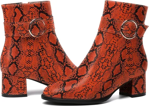 Miniatura 6 de SKYSTERRY Botas altas de tacón bajo grueso para mujer con cremallera y puntera redonda, de 2 pulgadas