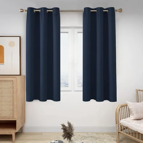 Miniatura 2 de Deconovo 2 paneles de cortinas opacas de protección de privacidad color azul marino con bloqueo de ruido negro con aislamiento térmico