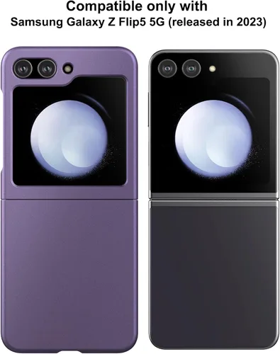 Miniatura 2 de Funda delgada para Galaxy Z Flip 5, [película de pantalla frontal dura transparente incorporada + parte trasera de policarbonato duro]