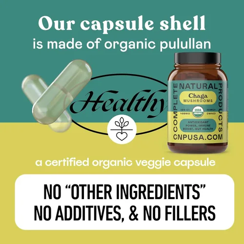 Miniatura 7 de Complete Natural Products Cápsulas orgánicas de hongos Chaga - 100 unidades, poder antioxidante orgánico, refuerzo inmunológico, apoyo intestinal