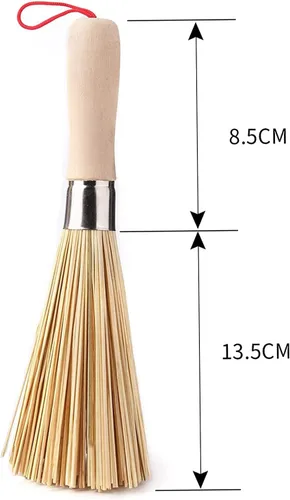 Miniatura 4 de Paquete de 2 cepillos tradicionales de bambú para wok, limpiador natural para sartén de hierro fundido, cepillo de limpieza de cocina antiarañazos