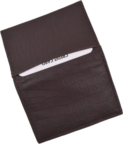 Miniatura 4 de Marshal Tarjetero de cuero RFID extensible para hombres y mujeres Marrón Croco