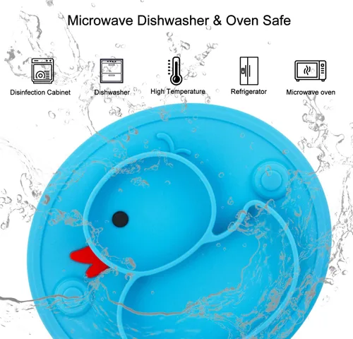 Miniatura 5 de Plato dividido de silicona para bebés, plato portátil antideslizante para alimentación infantil con ventosa para niños, bebés y niños, sin BPA, apto