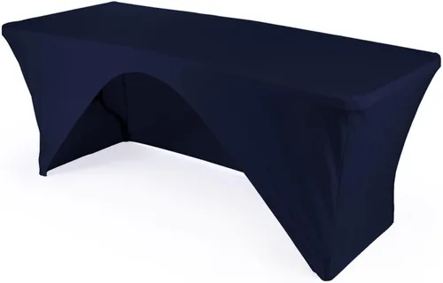 Miniatura 18 de LA Linen Mantel de elastano con respaldo abierto para mesa rectangular de 6 pies, 72 x 30 x 30 pulgadas, color negro