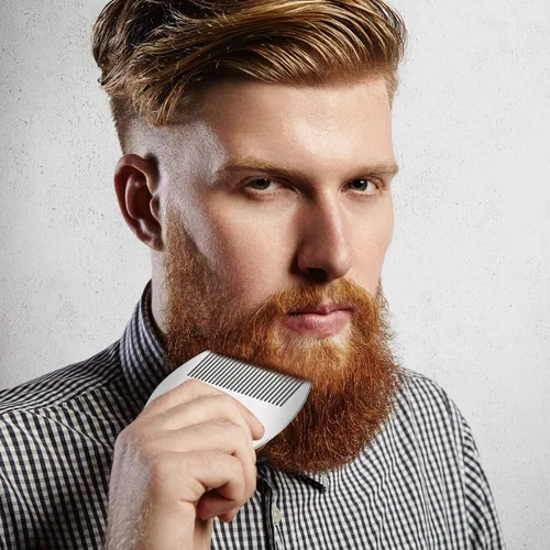 Miniatura 4 de AhfuLife Peine de metal para cabello y barba de acero inoxidable, peine antiestático de doble acción, peines de tamaño de tarjeta de crédito