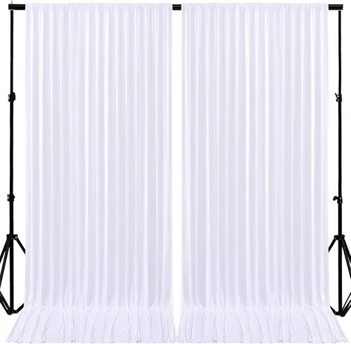 Miniatura 25 de Paneles de cortinas de fondo negras de 10 pies x 10 pies para fiestas, fiestas de cumpleaños, sin arrugas, cortinas de telón de fondo de tela