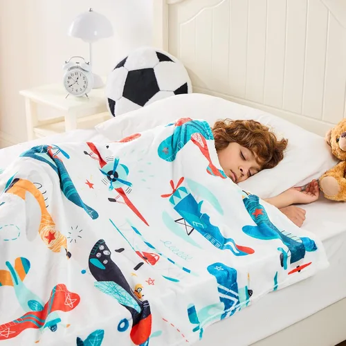 Miniatura 2 de Wajade Manta de avión para niños, suave forro polar, bonita manta de avión para sofá de sala dormitorio, manta de franela mullida para cumpleaños