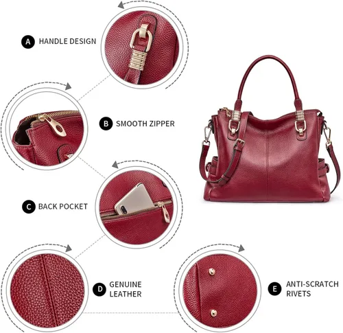 Miniatura 18 de Kattee Cartera bandolera estilo urbano de cuero para mujer