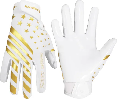 Miniatura 13 de HANDLANDY Guantes de fútbol americano juvenil para niños y niñas, guantes de receptor abierto pegajosos para niños, guantes de fútbol americano