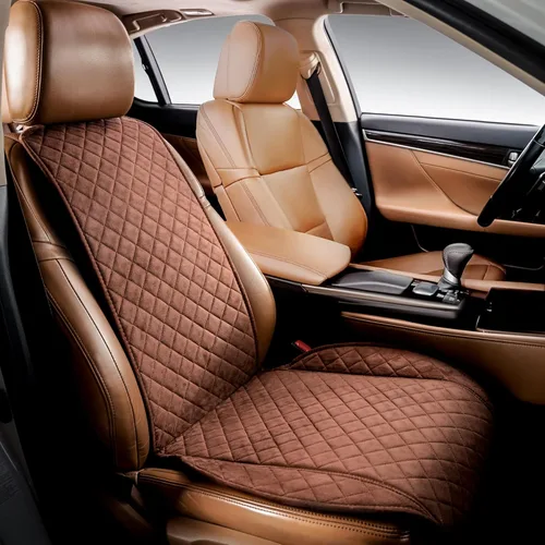 IVICY Funda de asiento de coche de gamuza sintética para automóviles, suave y antideslizante, fundas protectoras de asiento delantero para la MARRÓN
