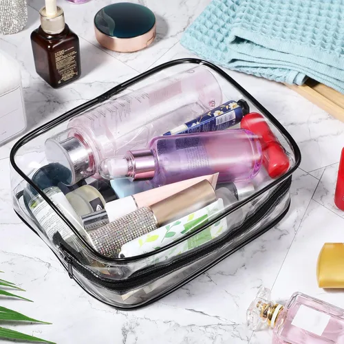 Miniatura 7 de Weewooday 12 piezas bolsas transparentes para maquillaje, bolsas de almacenamiento de cosméticos, estuches de PVC con cremallera, bolsas de viaje