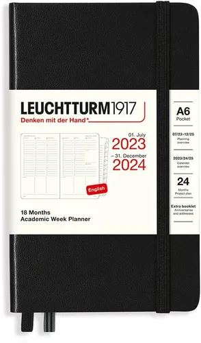Miniatura 4 de LEUCHTTURM1917 - Planificador de semana académica de 18 meses, tapa dura, tamaño mediano A5, julio de 2023 - diciembre de 2024, inglés, tapa dura