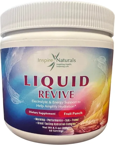 Liquid Revive - Mezcla de hidratación 5 en 1 de electrolitos y energía, 4 electrolitos + 17 vitaminas esenciales + taurina, tamaño de viaje,