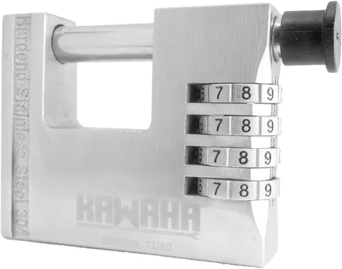 Miniatura 8 de Candado de combinación de acero inoxidable de 72/66 de 2.598 in, resistente a la intemperie, resistente al óxido, para remolque, barco, cobertizo