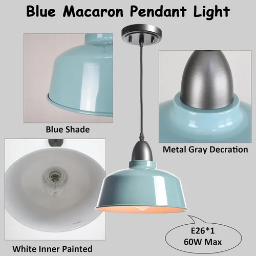 Miniatura 5 de Luces Colgantes Azules de Granja Moderna para Isla de Cocina Macarons Cúpula Lámpara Colgante para Hogar Bar Encimera Cantina Comedor Dormitorio