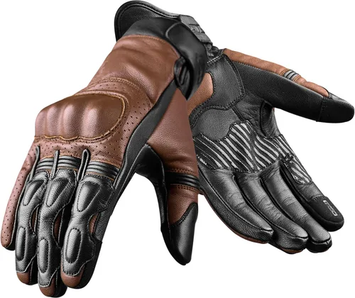 Miniatura 9 de J.A.G. Guantes de motocicleta – Guantes de motocicleta perforados de cuero premium para hombres con protección de nudillos Guantes de motocicleta