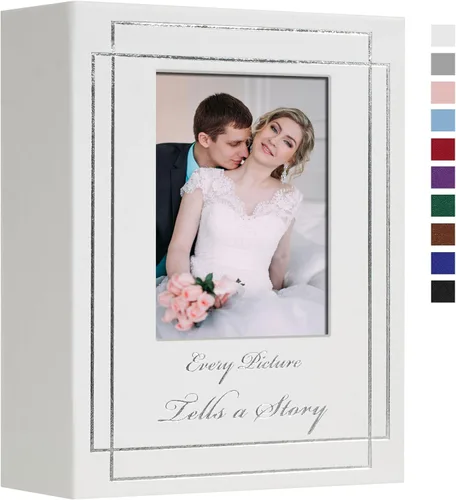 Álbum de fotos 4x6 de 100 fotos con cubierta de cuero, álbum de fotos para bodas, de gran capacidad, libro de imágenes con hermosos grabados, ideal