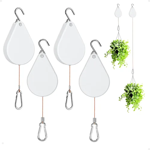 Miniatura 9 de Sistema Retráctil para Colgar Plantas Kitwinney - Poleas Ajustables para Elevar/Bajar Plantas sin Esfuerzo, Uso Resistente en Interiores