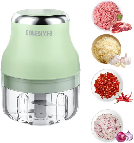 Miniatura 9 de Picador de ajos, mini procesador de alimentos, picador mini recargable por USB, potente triturador de ajos, licuadora para verduras, picadora