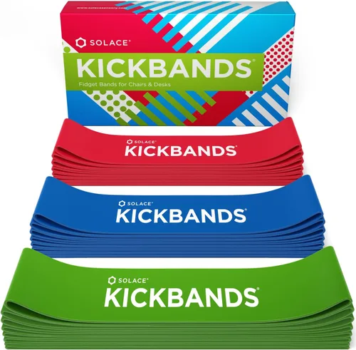 Miniatura 11 de KICK BANDS Bandas para sillas para niños con pies inquietos, paquete de 3 bandas para aliviar la ansiedad con TDAH para sillas y escritorios
