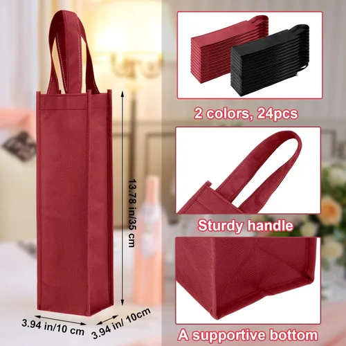 Miniatura 2 de Abbylike 48 bolsas de regalo de vino coloridas a granel, bolsas de regalo de vino no tejidas, bolsas de regalo de vino reutilizables con asa