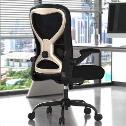 Silla de escritorio de oficina con soporte lumbar ergonómico, cojín de asiento extragrueso, brazos abatibles, respaldo de malla transpirable, silla