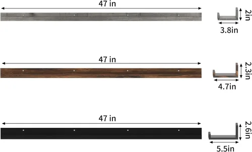 Miniatura 3 de Giftgarden Estantes flotantes de 16 pulgadas montados en la pared, estante de madera de grano de madera beige blanco cremoso para baño, dormitorio