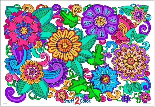 Flower Doodles - Póster gigante para colorear de tamaño de pared, 32.5 x 22 pulgadas (ideal para tiempo familiar, adultos, niños, aulas,