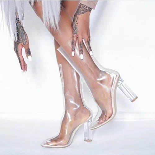Miniatura 2 de Cape Robbin ELLA-1 - Botas de vestir de plexiglás transparentes para mujer