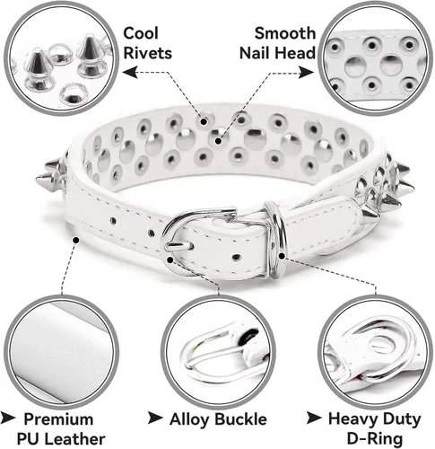 Miniatura 5 de Collar de perro y gato con pinchos pequeños para perros pequeños y medianos machos y hembras, collares ajustables con tachuelas para cachorros