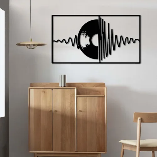 Idadey Arte minimalista de pared de disco metálico, decoración musical de pared, arte abstracto, decoración musical, arte de pared moderno, regalo