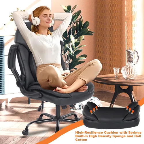 Miniatura 5 de Silla ergonómica de escritorio de oficina con brazos abatibles de apoyo trasero, cómoda silla de oficina ejecutiva, color negro
