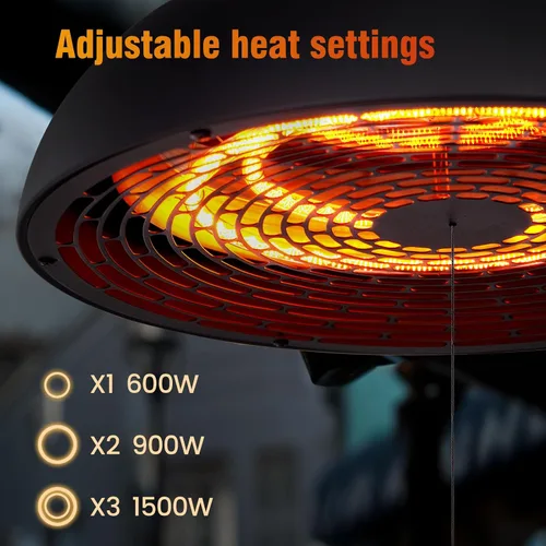 Miniatura 2 de Calentador eléctrico colgante para exteriores, calentadores infrarrojos de patio para uso en interiores y exteriores, calentador de garaje de techo