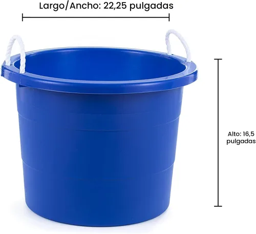 Miniatura 2 de United Solutions - Cuba de almacenamiento de fácil acceso con asas de cuerda, 19 galones, azul, 2 unidades (TU0335)