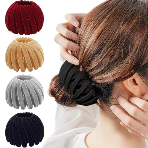 Miniatura 7 de Pinza de pelo mágica de nido de pájaro, accesorio para hacer moños, para cabello grueso y fino, 4 Negro